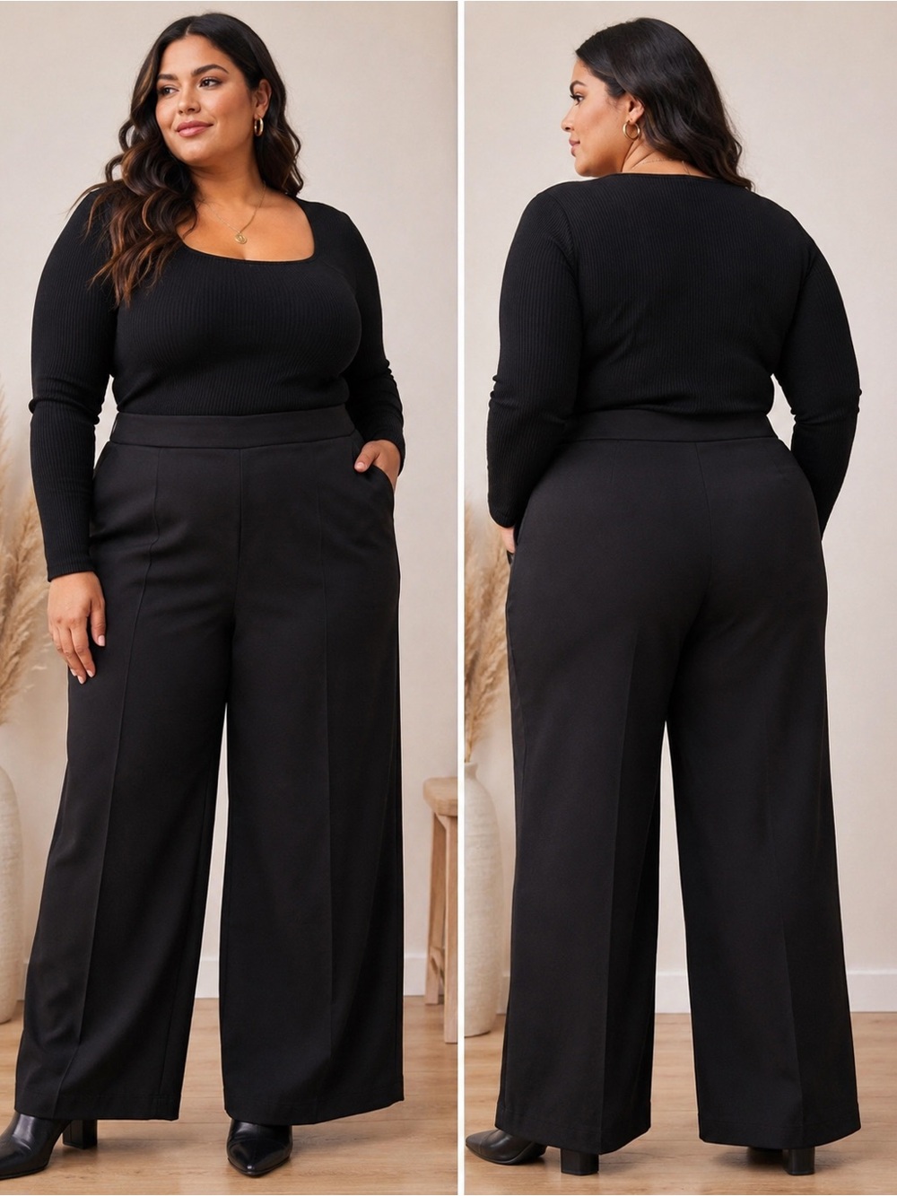 Toboggan White Label Plus Size 2XL Black Wide Leg Pants NWT